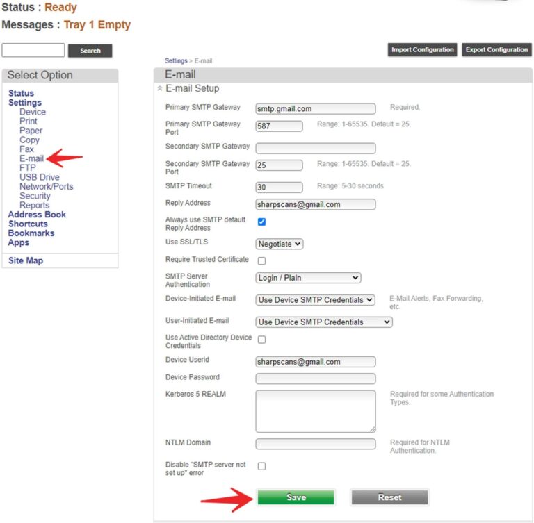How To Setup Sharp MXC357F to Scan to Email with Gmail and Office365