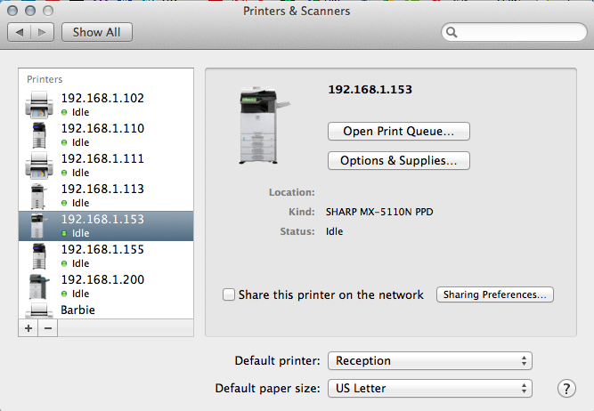 Configure Sharp Print Driver - Mac OSX