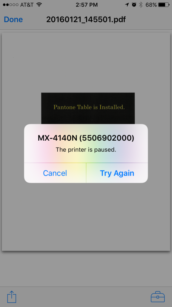 Apple AirPrint Error - The printer is paused