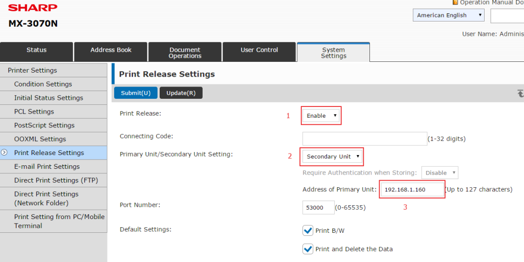 Sharp Print Release – Follow Me Printing Setup Instructions
