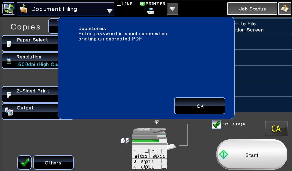 Sharp Copier Job Stored Enter password in spool queue when printing an