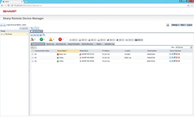 Sharp Remote Device Manager Printer Fleet Management - Skelton Business ...